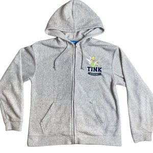 Rare Disney Tinker Bell Gray Zipper Hoodie Sweatshirt Par Excellence Tink